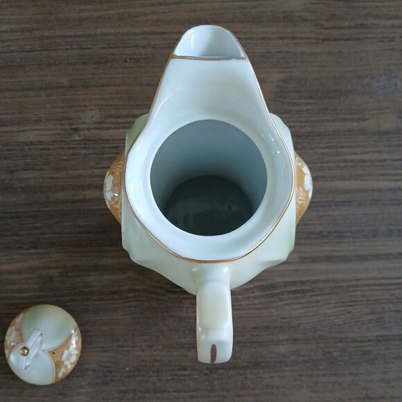 Reproduction RS Prussia Porcelain Chocolate Pot Teapot w/ Floral Decoration - Picture 8 of 12